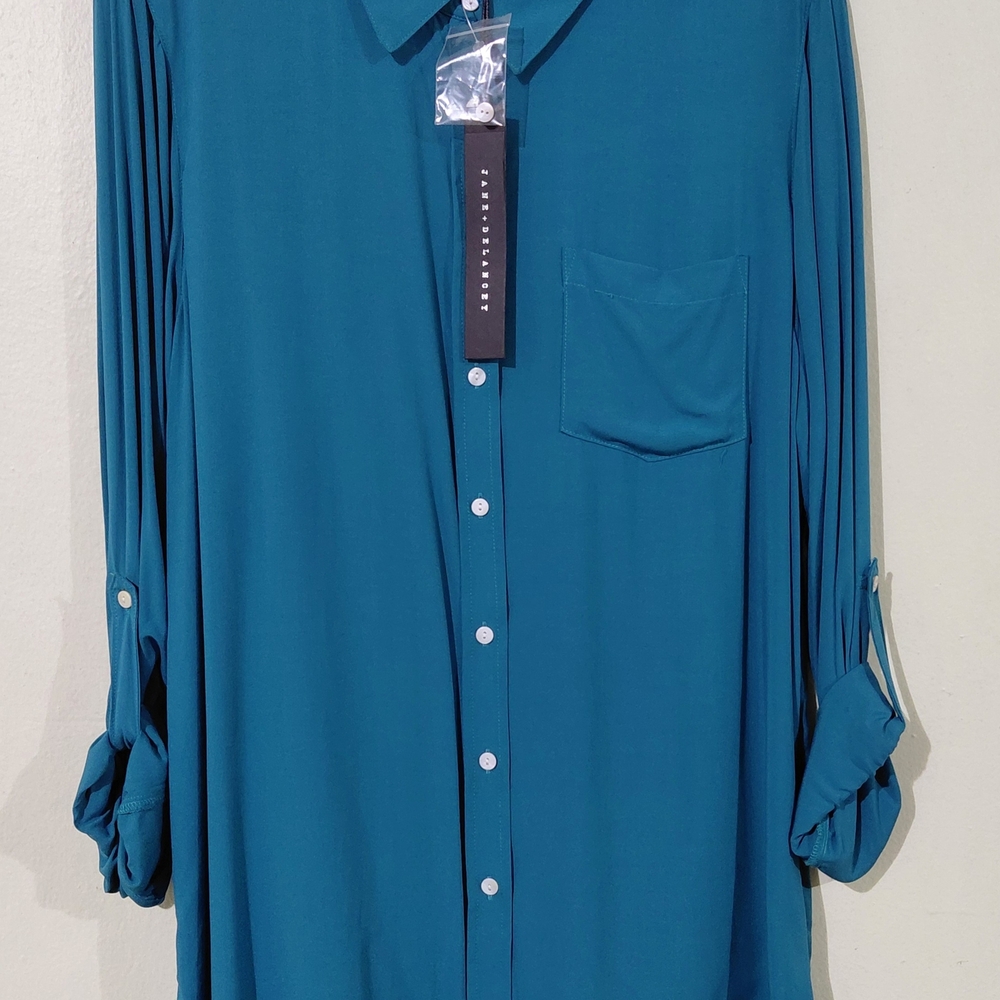Teal Button-Up Shirt Jane And Delancey